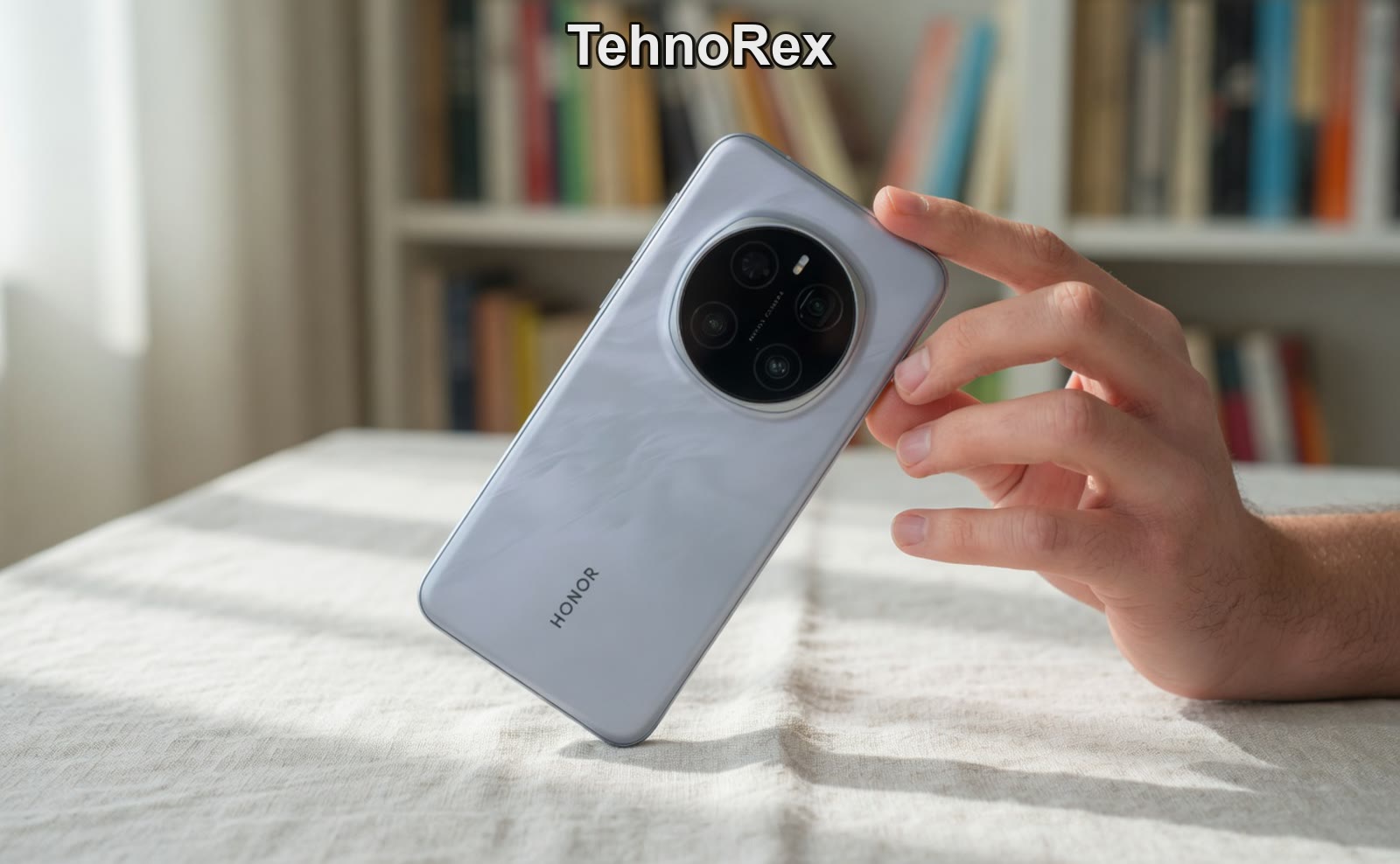 Honor Magic7 Pro в руке, вид на круглый блок камер