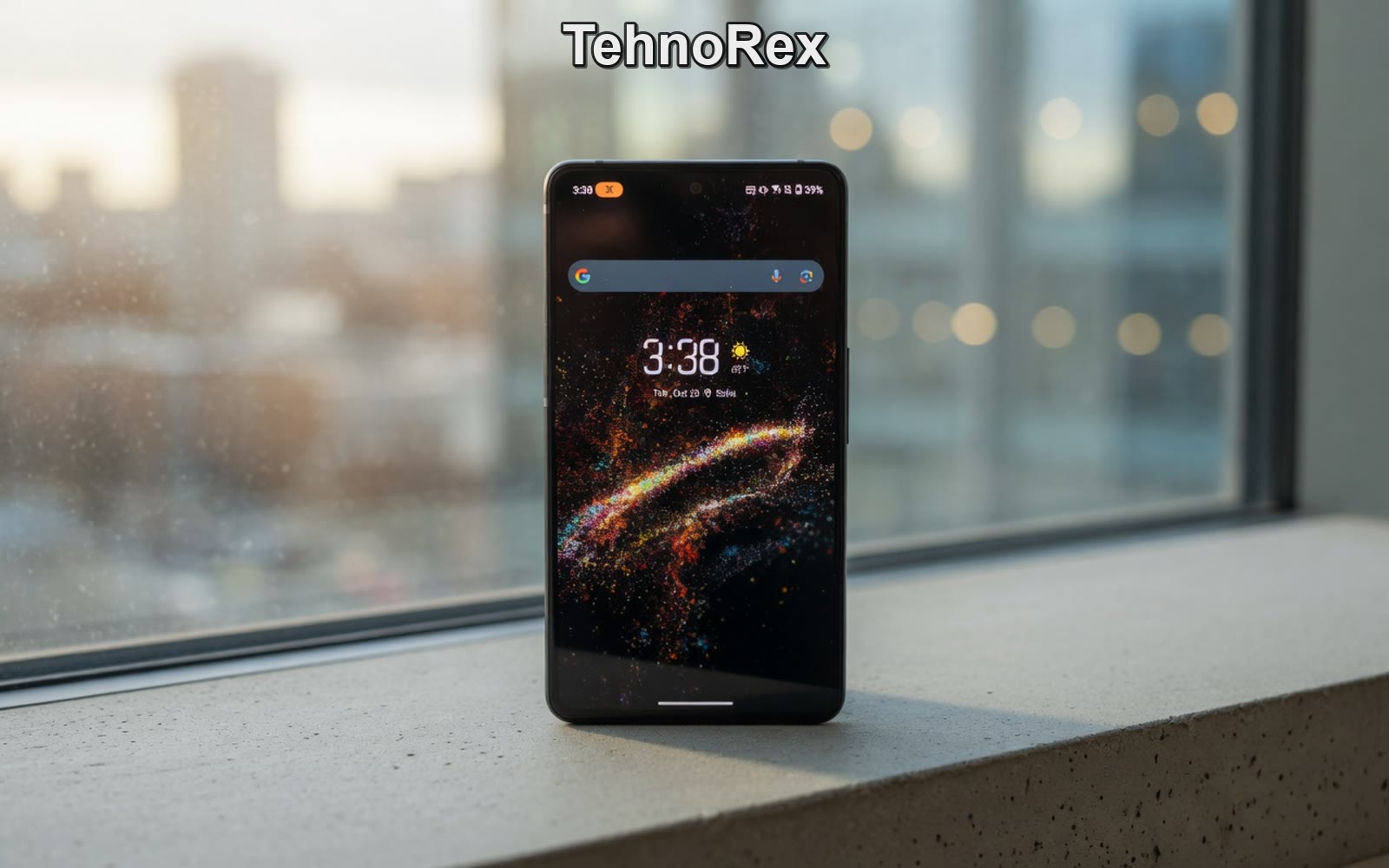Asus ROG Phone 9 Pro стоит на подоконнике экраном к камере
