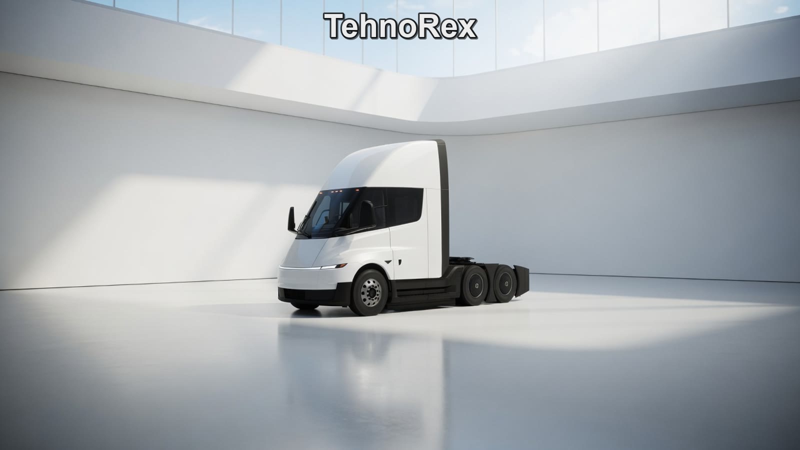 Тягач Tesla Semi без полуприцепа, студийный ракурс три четверти