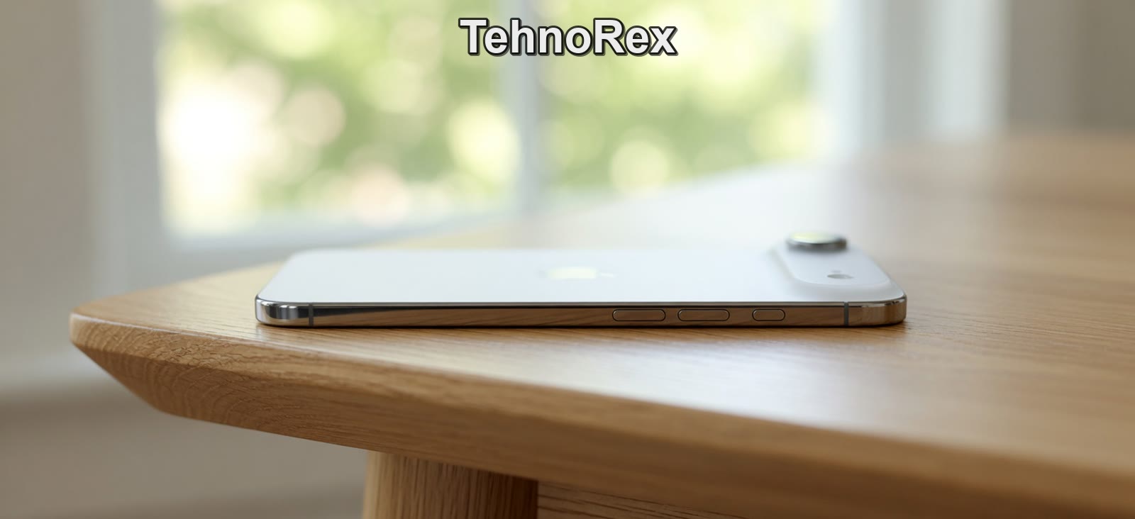 Тонкий профиль iPhone Air на деревянной поверхности