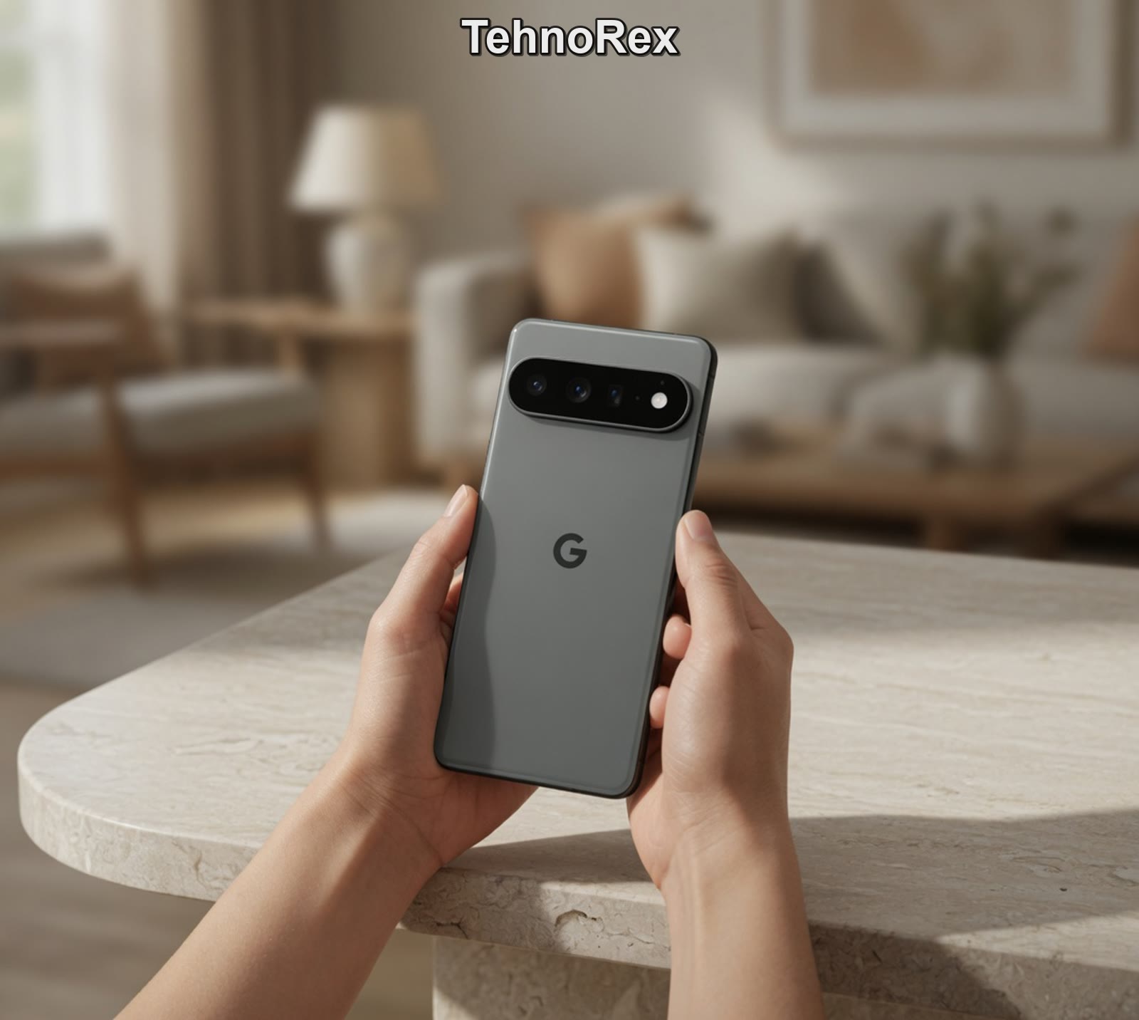 Google Pixel 11 Pro XL на столе с включённым экраном
