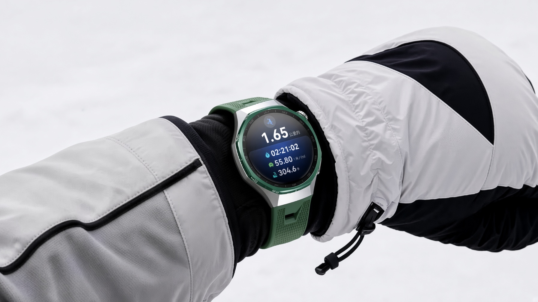Huawei Watch GT 7 Pro на запястье во время горнолыжной сессии