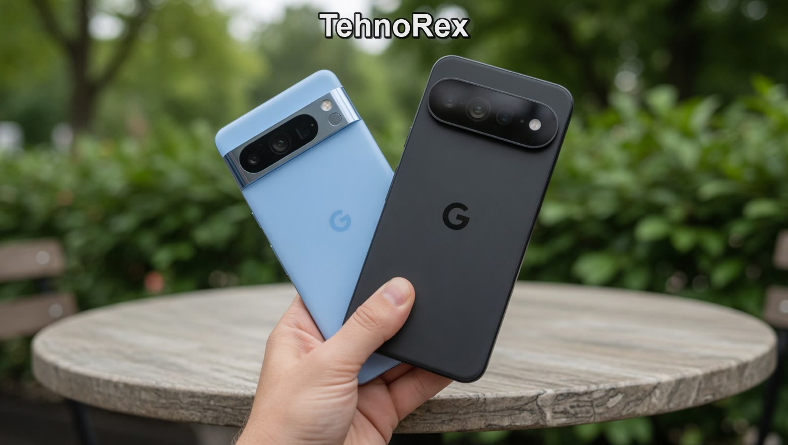 Google Pixel 11 Pro XL на улице в сравнении с другим смартфоном