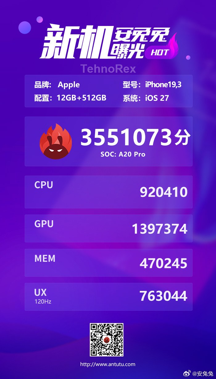 A20 Pro на 2 нм: 4612 в Geekbench и до 3,5 млн в AnTuTu — но это листинги, а не замеры Apple