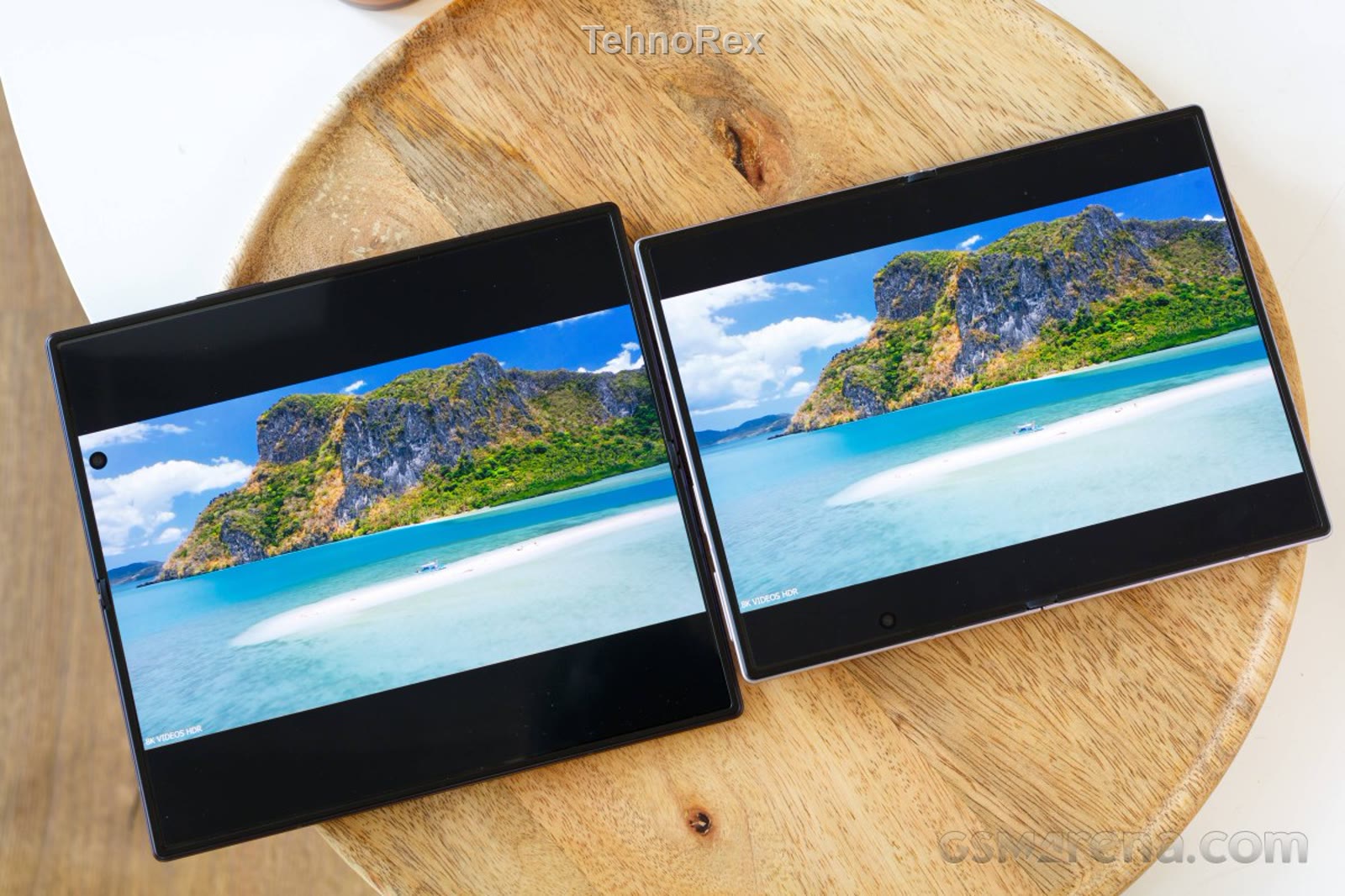 Просмотр видео 16:9 на Galaxy Z Fold8 (справа) и Fold8 Ultra
