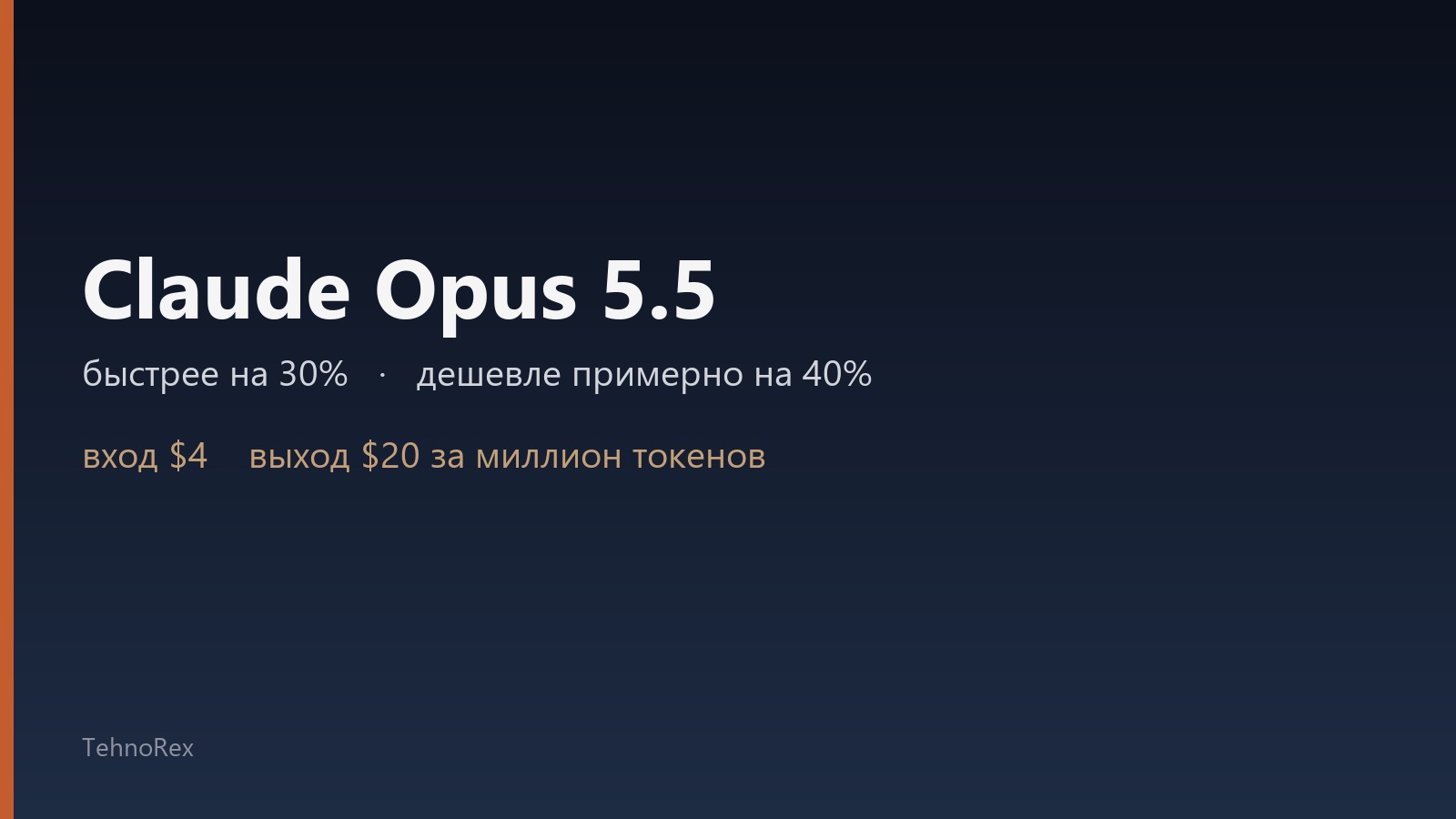 Claude Opus 5.5: на 30% быстрее и примерно на 40% дешевле Opus 5