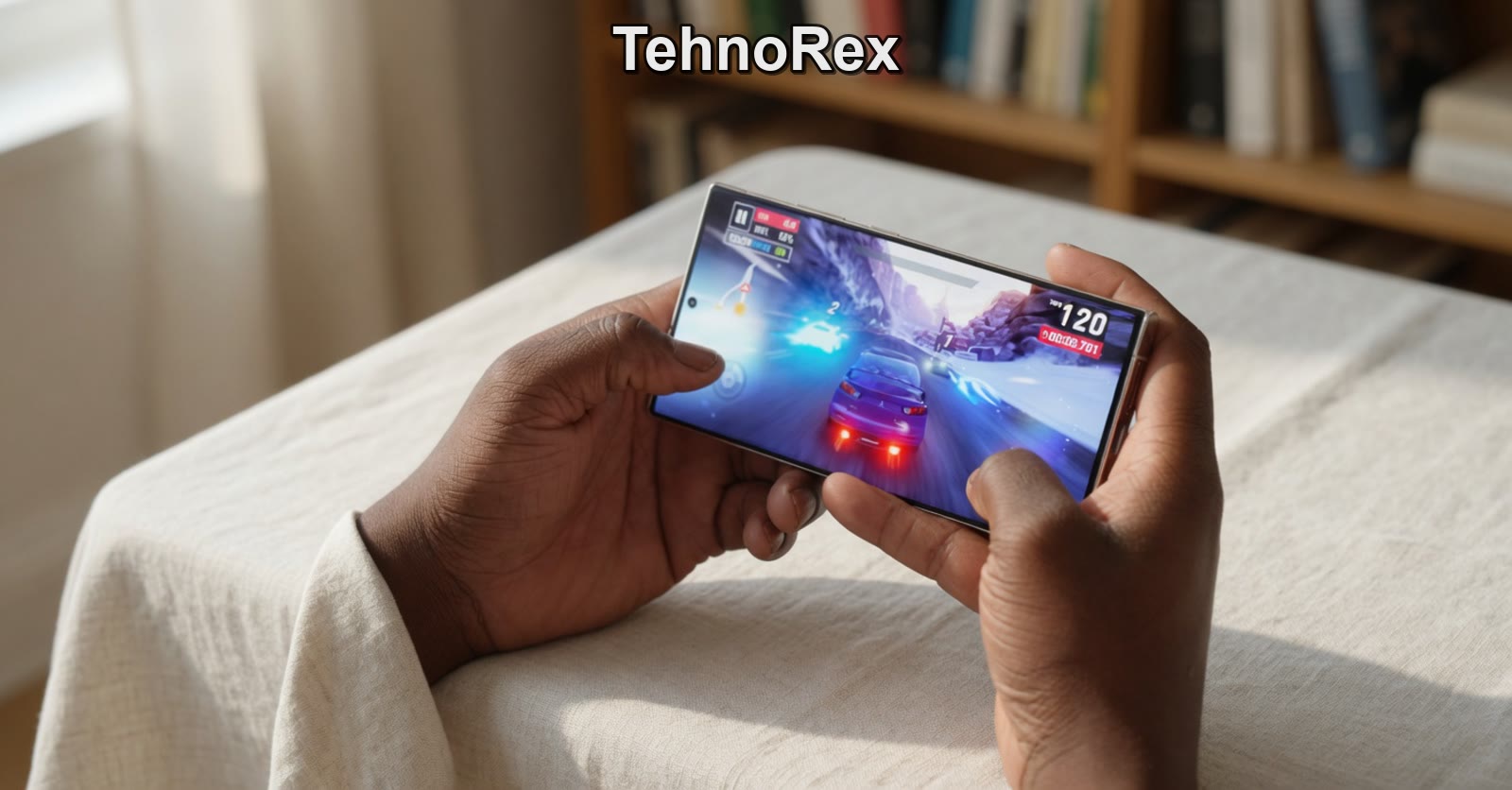 Galaxy S23 Ultra с открытым приложением на экране