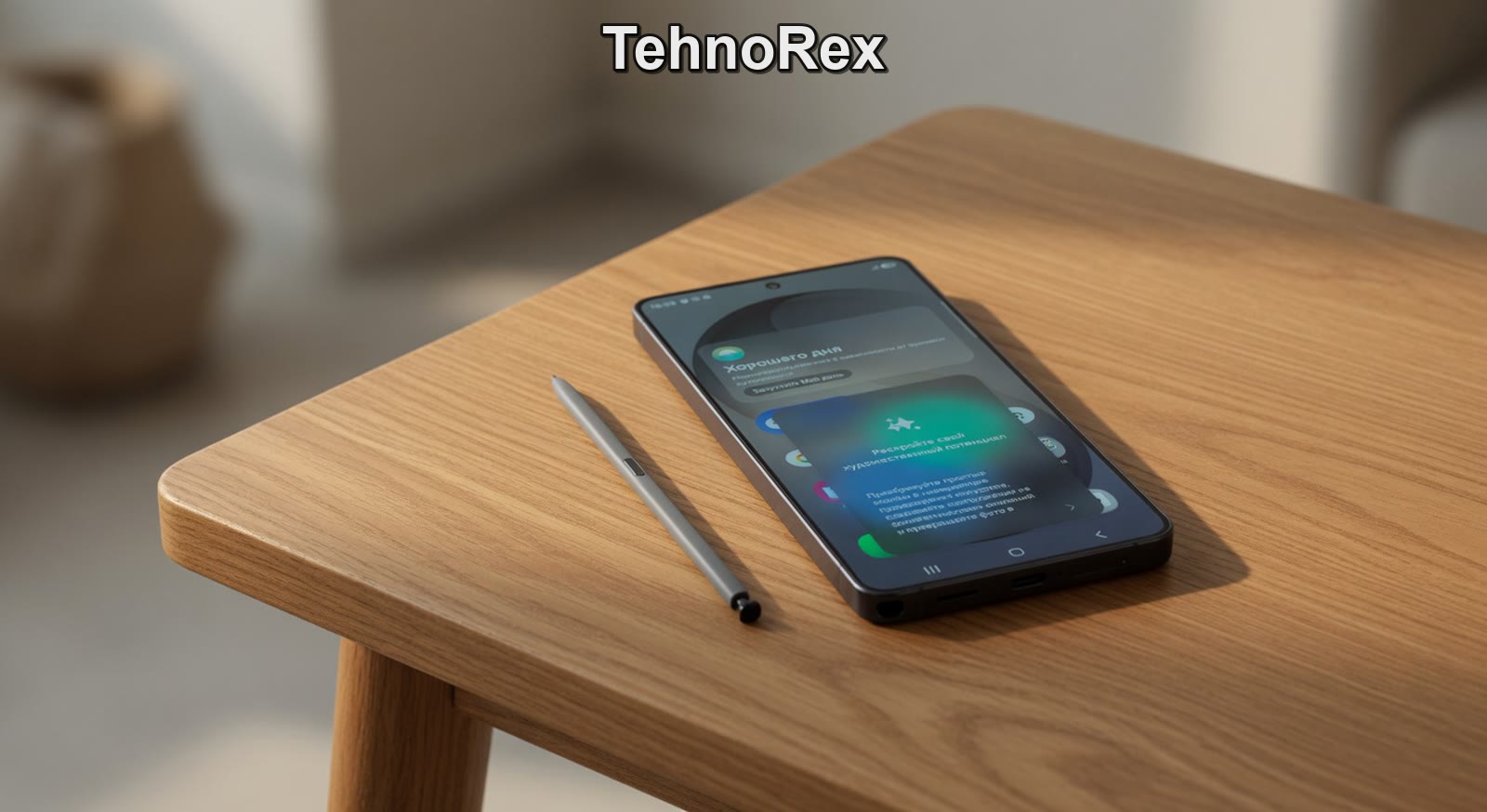 Смартфон Galaxy S26 Ultra со стилусом S Pen на столе