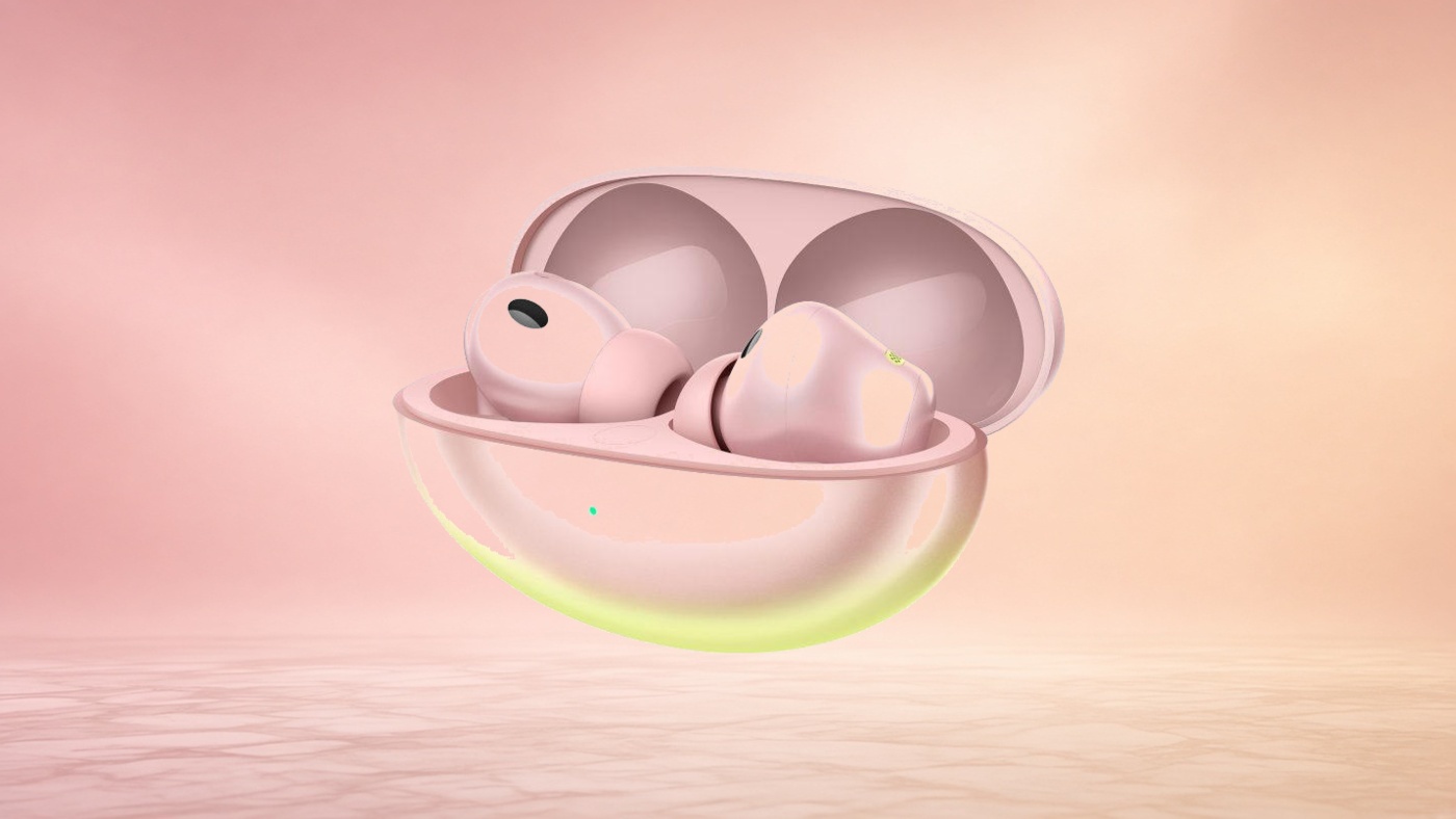 Huawei FreeBuds Neo Nebula Pink в открытом кейсе Mini Shuttle