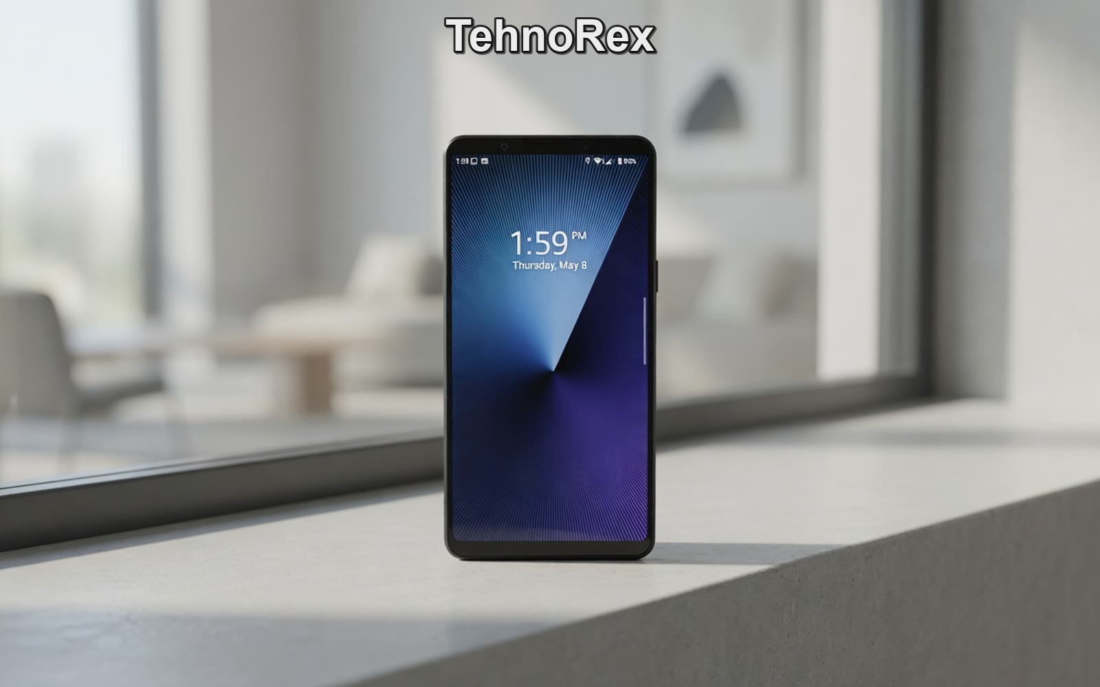 Sony Xperia 1 VII стоит на подоконнике экраном к камере