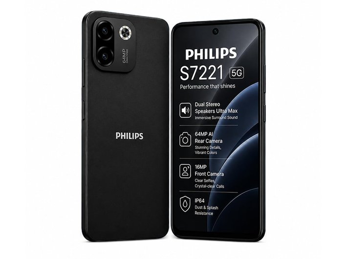 Philips S7221 5G спереди и сзади в чёрном цвете