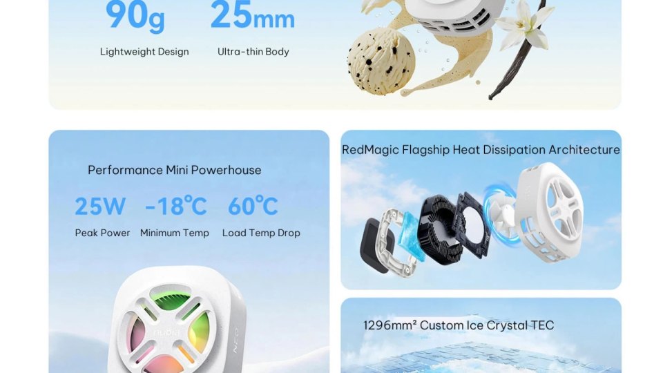 Nubia Ice Cream Cooler: магнитный кулер для смартфона с 25 Вт и охлаждением до −18 °C