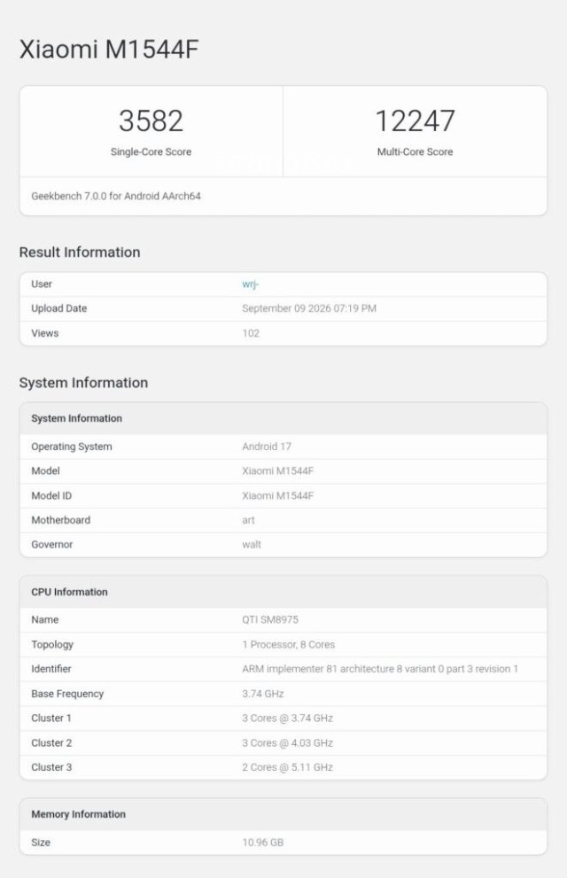 5,11 ГГц в смартфоне: Xiaomi 18 Pro Max засветился в Geekbench с 2-нм Snapdragon