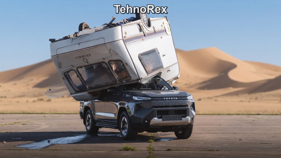 Toyota уронила на электрический Hilux кемпер весом 760 кг — пикап уехал своим ходом
