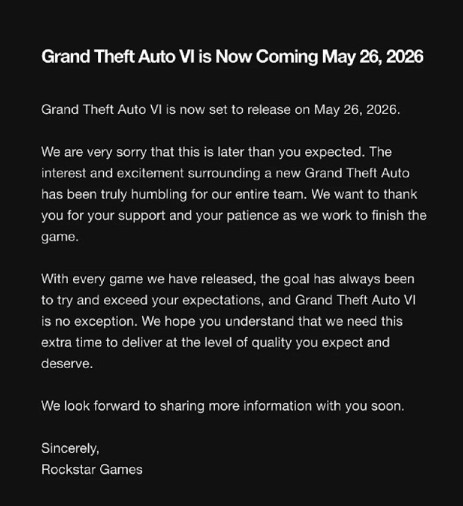 GTA VI перенос на 2026