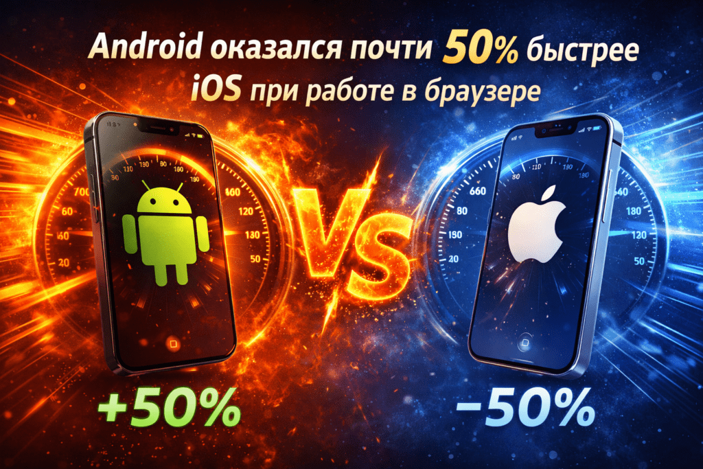 Android обогнал iOS в браузере: новые флагманы на 47% быстрее iPhone
