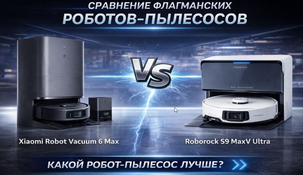 Xiaomi Robot Vacuum 6 Max против Roborock S9 MaxV Ultra: кто кого? Сравнение флагманов 2026 Xiaomi Robot Vacuum 6 Max vs Roborock S9 MaxV Ultra: сравнение флагманов 2026